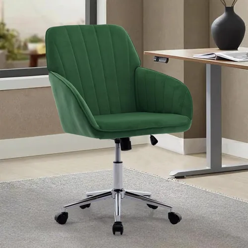 Miniatura 17 de Silla de escritorio de terciopelo para oficina en casa, moderna silla ajustable para computadora, silla giratoria, bonitas sillas de tocador