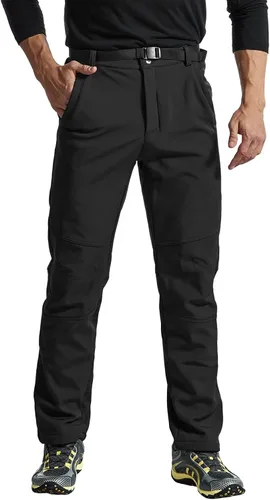 Miniatura 2 de JHMORP Pantalones de nieve para hombre, repelente al agua, para esquí, snowboard, forro polar, pantalones de concha suave, pantalones con cinturón