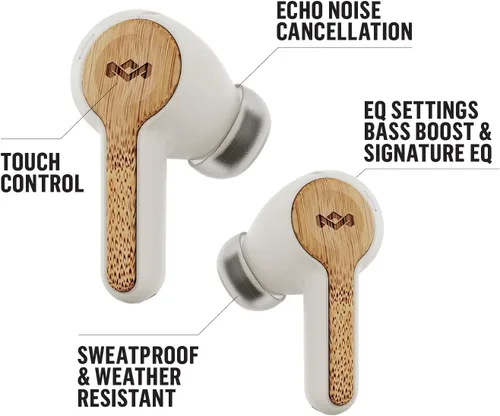 Miniatura 4 de House of Marley Rebel - Auriculares inalámbricos con micrófono, conectividad Bluetooth, batería de 8 horas de duración con carga de funda y Crema
