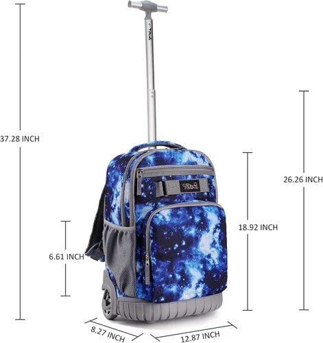 Miniatura 8 de Tilami Mochila con ruedas, mochila para laptop de 19 pulgadas con ruedas y lonchera