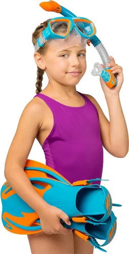 Miniatura 6 de Cressi Junior Snorkel Kit for Kids Ages 3 to 8 - Mask + Dry Snorkel + Adjustable Fins + Net Bag – Rocks Kids Set