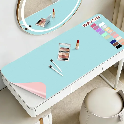 Miniatura 24 de Alfombrilla de maquillaje para tocador para proteger la parte superior del escritorio de 23.6 x 11.8 pulgadas, tapete de maquillaje de doble cara