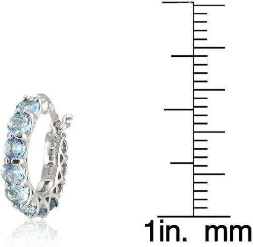 Miniatura 3 de Pendientes de aro redondos de plata de ley auténtica, creados o simulados