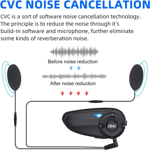 Miniatura 5 de Auriculares de intercomunicación Bluetooth para casco de motocicleta Q7 7 Riders Group 750mAh IP65 impermeable/CVC reducción de ruido/conectable