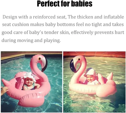 Miniatura 5 de Flotador de natación para bebé con toldo inflable para exteriores, anillo de natación para exteriores, flamenco rosa, niños pequeños de 6 meses a 48