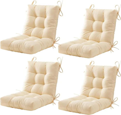 Miniatura 17 de BLISSWALK Cojines para sillas de exteriores, cojín grueso de mimbre con respaldo bajo y lazos para muebles de patio, 40 pulgadas de largo x 20 Beige