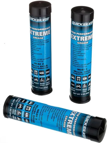 Quicksilver 8M0071837 Grasa/lubricante extremo de alto rendimiento con PTFE, cartuchos de 3 onzas, paquete de 3