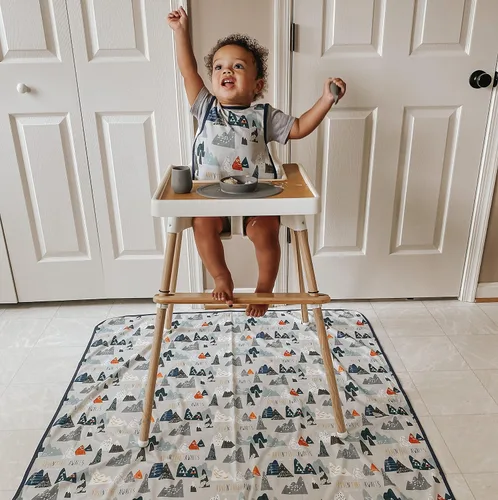 Miniatura 8 de BapronBaby Adventure Awaits - Tapete impermeable para debajo de sillas altas, suelos, mesas, tiempo de juego o artes y manualidades, lavable a