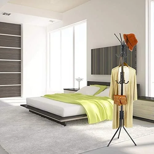 Miniatura 3 de SUN006 - Perchero decorativo con base de metal, 12 ganchos para sombreros, 12 ganchos para chaquetas, sombreros, dormitorio, entrada, oficina