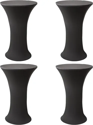 Miniatura 9 de Mantel redondo de 24x43 pulgadas de elastano para cóctel, mantel elástico negro ajustable para mesa alta de bar, cubierta de mesa circular ajustable