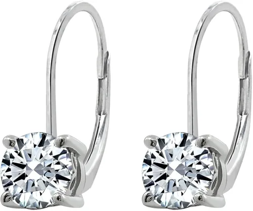 Miniatura 2 de Tienda Collection Platinum-Plated Sterling Silver Infinite Elements Zirconia Leverback Earrings