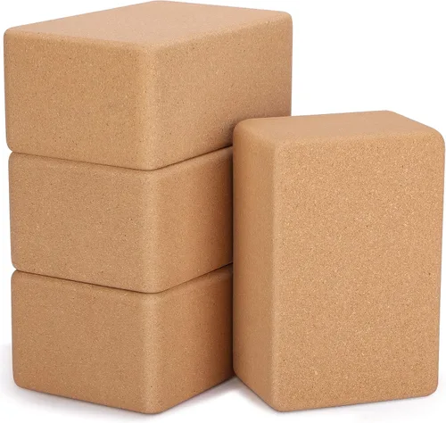 Leitee Bloques de corcho para yoga de 9 x 6 x 4 pulgadas, ladrillo de corcho para yoga, equipo de apoyo antideslizante, ladrillos de alta densidad,