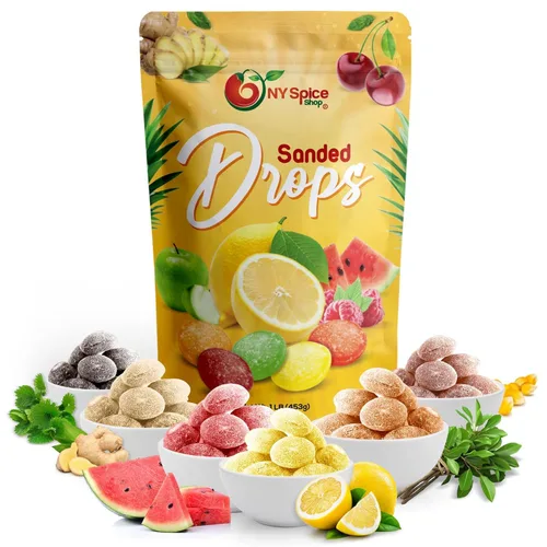 Miniatura 17 de NY SPICE SHOP Mix Fruits - Gotas de caramelo lijadas, 1 libra de gotas lijadas antiguas, dulces frescos y deliciosos a granel, caramelo duro lijado