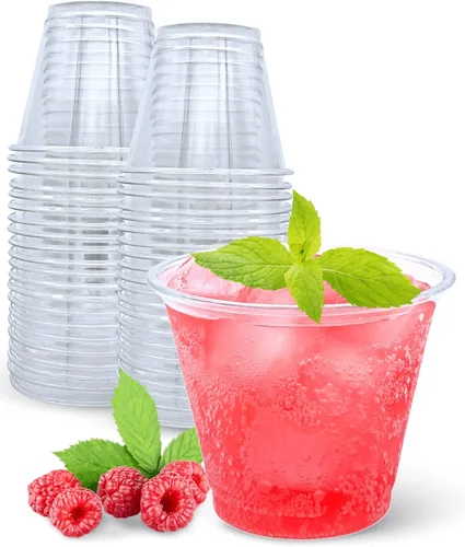 Miniatura 12 de Aatriet Vasos de plástico transparente de 9 onzas con tapas, 25 juegos de tazas de postre con tapa de cúpula (sin agujero), taza desechable