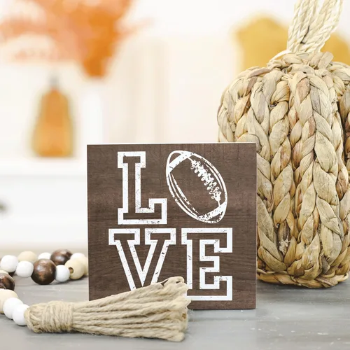 Miniatura 5 de Simply Said, INC Letrero pequeño de fútbol con texto en inglés "Love the Game", decoración de madera de 5.25 x 5.25 pulgadas, temporada de fútbol