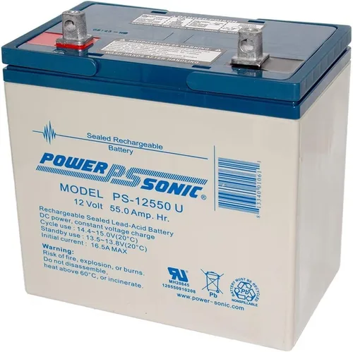 Miniatura 2 de Batería de plomo ácido sellada recargable Power-Sonic PS-12550 12V 55.0 AH @ 20 hr. 12V 52.25 AH @ 10-h.