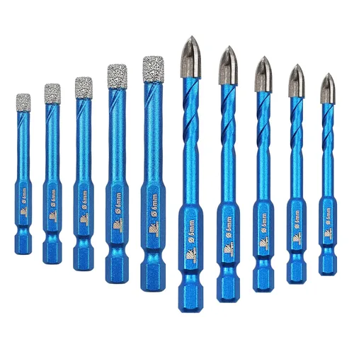 Miniatura 10 de Broca de diamante - BRSCHNITT Juego de brocas de 1/4 pulgada para albañilería para azulejos de porcelana, cerámica, piedra, granito, mármol, broca