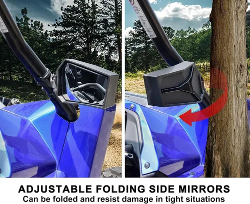 Miniatura 2 de SAUTVS Espejos laterales retrovisores ajustables para Yamaha YXZ 1000, espejos laterales traseros transparentes plegables para Yamaha YXZ 1000R