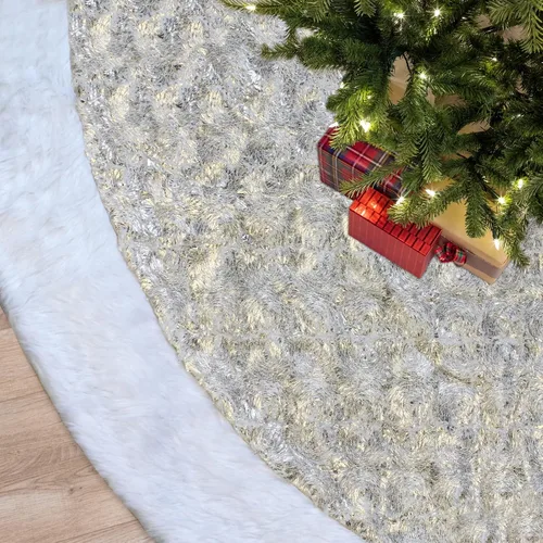 Miniatura 4 de SHENG HONG Falda de árbol de Navidad, faldas de árbol de Navidad de felpa de 72 pulgadas para Navidad, decoraciones de fiesta de vacaciones