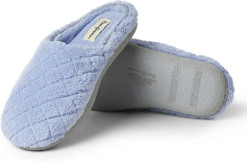 Miniatura 3 de Dearfoams - Pantuflas informales de felpa acolchada Leslie para mujeres - Azul