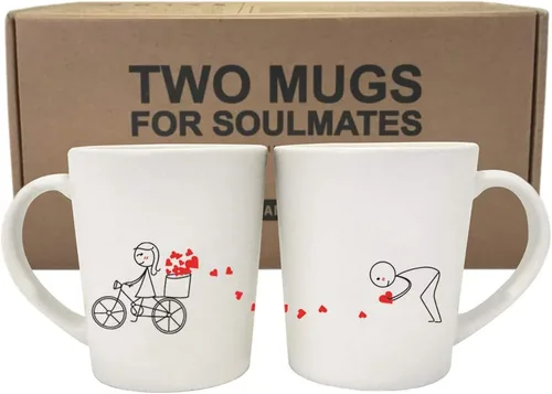 BOLDLOFT - Juego de tazas de café para él y ella, para novio y novia, esposa y esposo