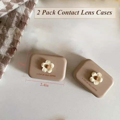 Miniatura 2 de Paquete de 2 mini estuches para lentes de contacto, caja portátil para lentes de contacto, kit de viaje con espejo, pinzas, barra de herramienta