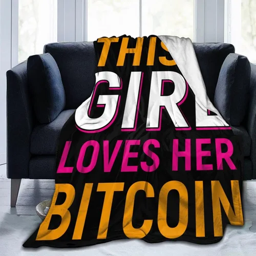 Miniatura 2 de Manta de franela con texto en inglés «This Girl Loves Her Bitcoin» para sofá o cama, suave y cómoda, de 40 x 30 pulgadas, antibolitas