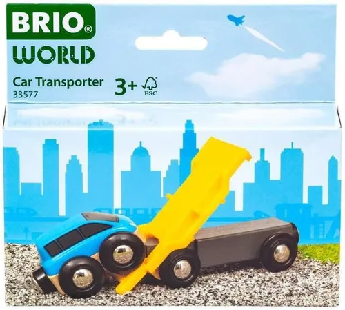 Miniatura 2 de BRIO World 33577 - Transportador de coches - Set de tren de juguete de madera de 2 piezas Despertador de la imaginación infantil Certificado FSC