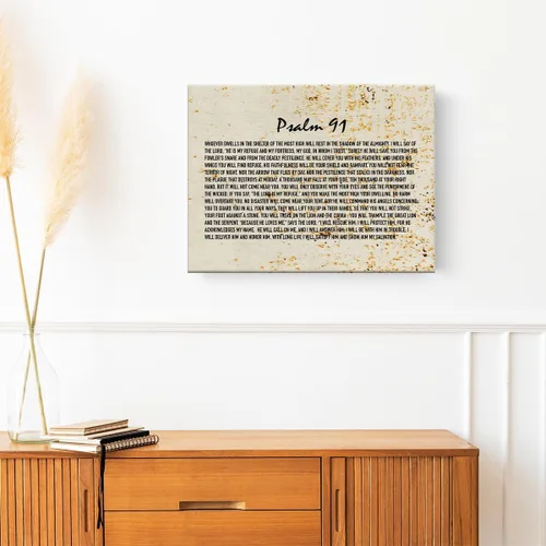 Miniatura 4 de Lienzo inspirador cristiano para pared, 11.5 x 15 pulgadas, enmarcado con versículo de las Escrituras, pintura religiosa del Salmo 91, lienzo