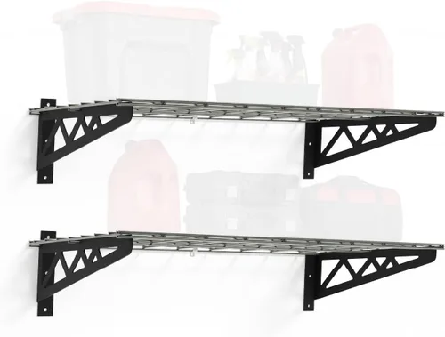 Estante de pared SafeRacks, para garaje, 2 unidades, 45.72 x 121.92 cm, con ganchos para bicicleta Hammertone