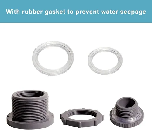 Miniatura 5 de Ququyi Adaptador de conector de tanque de agua de PVC de 2 pulgadas con tapones a granel para barriles de lluvia, acuarios, estanques (juego de 1)