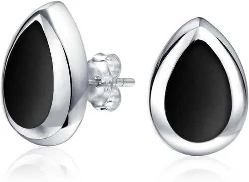 Juego de aretes tipo dormilona con forma de lágrima de piedras semipreciosas simples en forma de pera estabilizada azul turquesa para mujer, plata