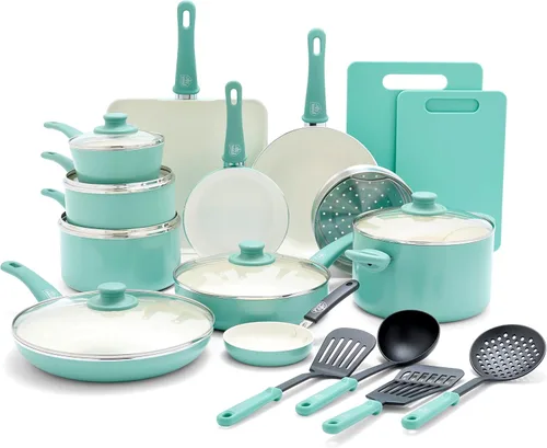 Miniatura 10 de GreenLife Soft Grip - Juego de 23 utensilios de cocina antiadherentes de cerámica saludable con utensilios de cocina, sin PFAS, apto para Negro