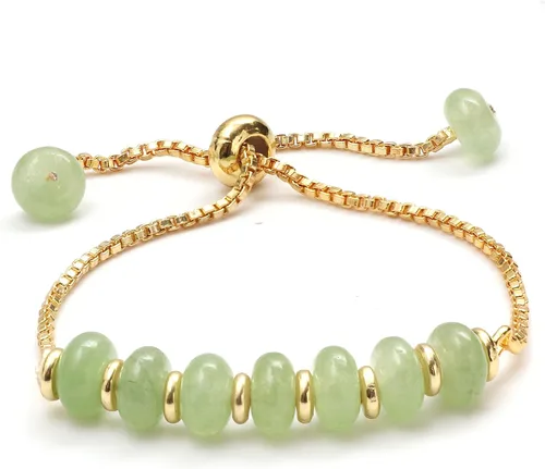 Miniatura 21 de Gempires - Pulsera de cuentas redondas naturales, chapada en oro amarillo de 14 quilates, joyería hecha a mano, pulseras ajustables para mujer