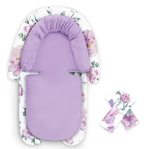 Miniatura 9 de Inserto de asiento de automóvil para bebé, soporte para la cabeza y el cuerpo del asiento de automóvil con 2 almohadillas para correa, cojín ultra