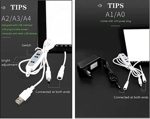 Miniatura 5 de Caja de luz LED para tablero de copia de rastreo, caja de luz LED portátil ultrafina, cable de alimentación USB, brillo regulable, caja de luz LED