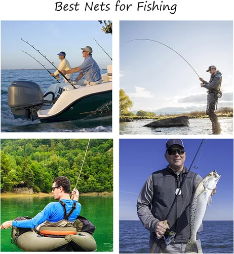Miniatura 6 de Fashionwu Red de pesca con mosca, red de pesca para truchas, goma suave para atrapar y liberar con marco de mango de madera, regalos para él