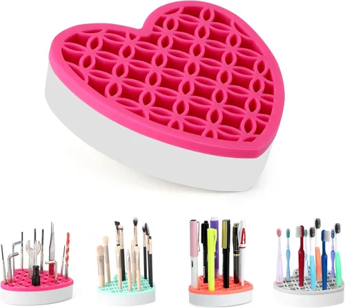 Miniatura 8 de Soporte de silicona para brochas de maquillaje, organizador de cosméticos, soporte para bolígrafos para escritorio, estuche para lápices, Azul
