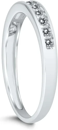 Miniatura 3 de Banda de diamantes en oro blanco de 10K, de 12 quilate certificado por AGS