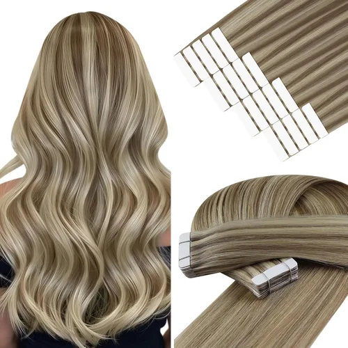 Miniatura 10 de YoungSee - Extensiones de cabello humano con cinta adhesiva, color negro ombre, extensiones de cabello humano real, cinta adhesiva invisible