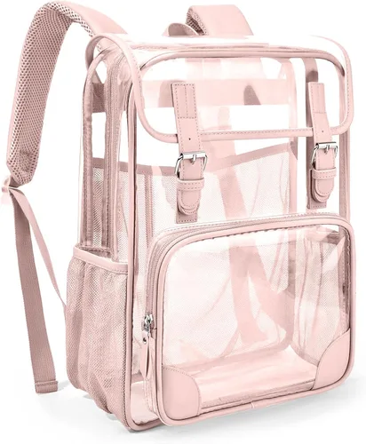 Miniatura 9 de Mochila transparente de PVC impermeable y resistente al congelamiento, de gran capacidad, elegante y duradera para viajes, Negro, Moderno