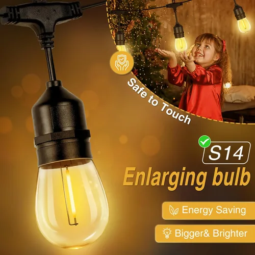 Miniatura 3 de ZJOJO Tira de luces solares para exteriores, impermeables, de 100 pies, luces solares para exteriores con 30+2 bombillas inastillables IP65, luces