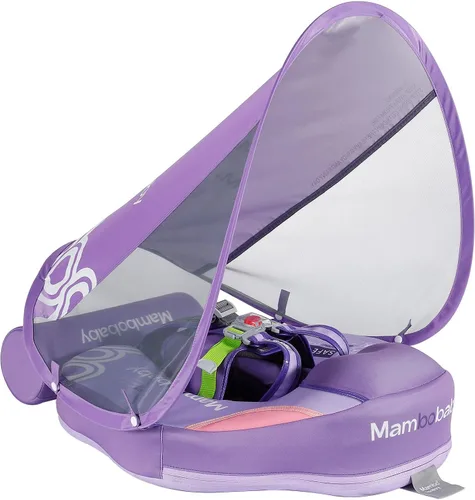 Miniatura 13 de Mambobaby Flotador no inflable para bebé con toldo, sistema de seguridad de cinco puntos, toldo 3D (desmontable) UPF 50+, flotadores de piscina