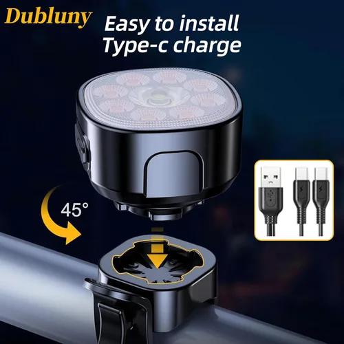 Miniatura 4 de Bike Lights Front and Back for Night Riding Safety,Super Bright Headlight and Red Rear Tail,IP65 Waterproof USB Charging,with 8 Ultra-Bright LED