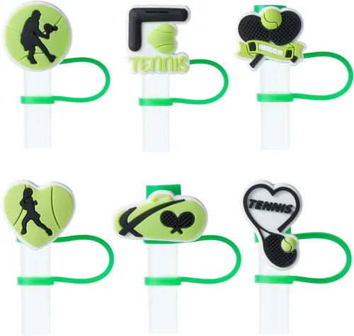 Miniatura 9 de 6 tapas de paja de baloncesto para copa Stanley, 0.394 in, reutilizables, lindos accesorios para popotes para beber, protector portátil, tapones