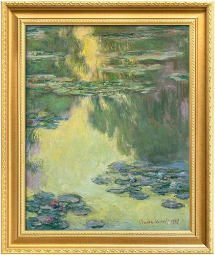 Miniatura 27 de IPIC - Reproducción artística de los lirios de agua de Claude Monet 1906, impresiones giclée coinciden con el marco dorado clásico, arte de pared