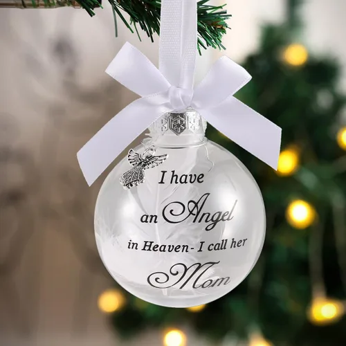 Miniatura 10 de Adornos Conmemorativos de Navidad Bola de Plumas Transparente, Bola de Impresión Boca Abajo 8cm/3.15'' Regalo de Duelo y Condolencia por la Pérdida