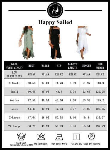 Miniatura 6 de Happy Sailed - Vestido largo casual con hombros descubiertos para mujer manga corta dobladillo irregular con volantes para dama de honor fiesta