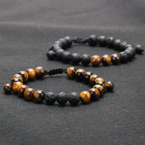 Miniatura 5 de Pulsera de ojo de tigre de roca de lava para hombre, regalos para cumpleaños, aniversario, regalos de Navidad para hombres, papá, marido, hijo
