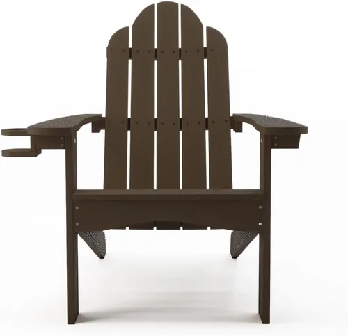 Miniatura 7 de LUE BONA HDPS Sillas Adirondack Set de 2, Silla para Hoguera al Aire Libre Resistente a la Intemperie con Portavasos, Silla Moderna de Plástico